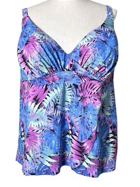 44DD Underwire Swim Top Swimsuits For All Underwire Tropical Leaf Print Tankini